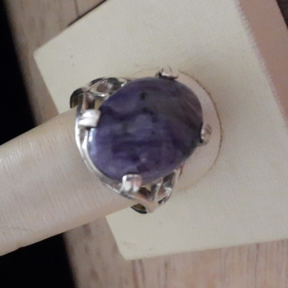 Sterling Silver Charoite Gemstone Ring T100 - Picture 13 of 14